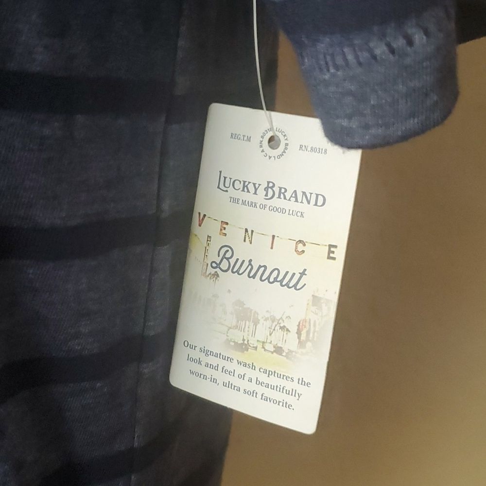 NWT Lucky Brand Venice Burnout, Black/Grey Striped, M, w/pocket - Picture 7 of 14